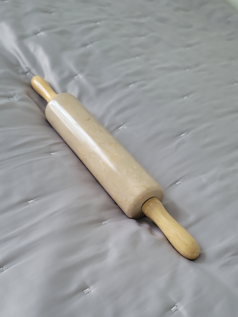 Marble Rolling Pin with Natural Wood Handles